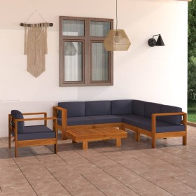 Gartenmöbel 7-teilig mit dunkelgrauen Akazienholzkissen von vidaXL, Gartensets - Ref: Foro24-3057955, Preis: 858,99 €, Rabatt: %