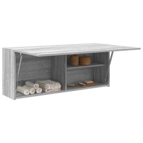 Armario de pared baño madera ingeniería gris sonoma 100x25x40cm de , Tocadores de baño - Ref: Foro24-860108, Precio: 71,50 €,...