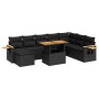 Set sofás jardín y cojines 7 pzas ratán sintético acacia negro von , Gartensets - Ref: Foro24-3327632, Preis: 632,78 €, Rabat...