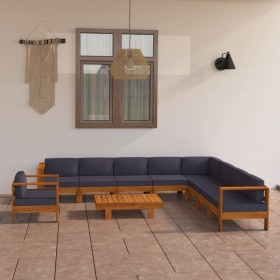 Garden furniture 10 pieces with dark gray acacia wood cushions by vidaXL, Garden sets - Ref: Foro24-3057963, Price: 1,00 €, D...