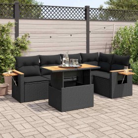 Set sofás jardín y cojines 5 pzas ratán sintético acacia negro von , Gartensets - Ref: Foro24-3327597, Preis: 474,67 €, Rabat...