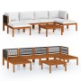 Garden furniture 7 pcs cream cushions solid acacia wood by vidaXL, Garden sets - Ref: Foro24-3057897, Price: 713,50 €, Discou...