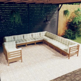 Garden furniture 11 pieces and cushions honey brown pine wood by vidaXL, Garden sets - Ref: Foro24-3096926, Price: 1,00 €, Di...