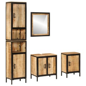 Conjunto de muebles de baño 4 pzas madera maciza mango y hierro by , Bathroom furniture - Ref: Foro24-3217116, Price: 508,38 ...