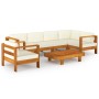 Garden furniture 7 pcs cushions white cream acacia wood by vidaXL, Garden sets - Ref: Foro24-3057934, Price: 802,99 €, Discou...