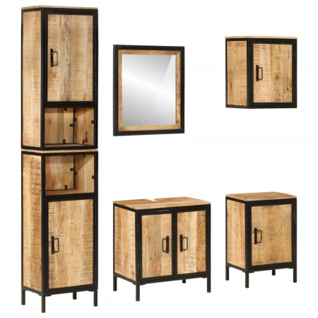 Conjunto de muebles de baño 5 pzas madera maciza mango y hierro by , Bathroom furniture - Ref: Foro24-3217117, Price: 594,65 ...