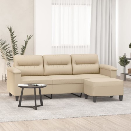 Sofá de 3 plazas y taburete tela microfibra crema 180 cm von , Sofas - Ref: Foro24-3201235, Preis: 376,53 €, Rabatt: %