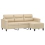 Sofá de 3 plazas y taburete tela microfibra crema 180 cm by , Sofas - Ref: Foro24-3201235, Price: 376,53 €, Discount: %