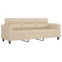 Sofá de 3 plazas y taburete tela microfibra crema 180 cm by , Sofas - Ref: Foro24-3201235, Price: 376,53 €, Discount: %