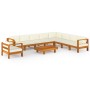 Garden furniture 10 pcs cushions cream acacia wood by vidaXL, Garden sets - Ref: Foro24-3057944, Price: 1,00 €, Discount: %