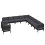 Garden furniture 11 pieces and cushions black solid pine wood by vidaXL, Garden sets - Ref: Foro24-3096927, Price: 1,00 €, Di...