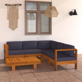 Garden furniture 6 pieces with dark gray acacia wood cushions by vidaXL, Garden sets - Ref: Foro24-3057954, Price: 843,84 €, ...