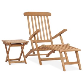 Sonnenliege mit Fußstütze und Nachttisch massives Teakholz von vidaXL, Liegen - Ref: Foro24-315376, Preis: 197,69 €, Rabatt: %