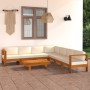 Garden furniture 8 pcs cushions white cream acacia wood by vidaXL, Garden sets - Ref: Foro24-3057940, Price: 946,17 €, Discou...