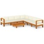 Garden furniture 8 pcs cushions white cream acacia wood by vidaXL, Garden sets - Ref: Foro24-3057940, Price: 946,17 €, Discou...