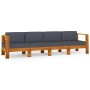 4-Sitzer-Gartensofa mit dunkelgrauem Kissen aus Akazienholz von vidaXL, Gartensets - Ref: Foro24-3057947, Preis: 494,14 €, Ra...