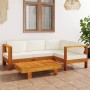 Garden furniture set, 5 pieces, cream white cushions, acacia wood. by vidaXL, Garden sets - Ref: Foro24-3057932, Price: 556,2...