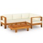 Garden furniture set, 5 pieces, cream white cushions, acacia wood. by vidaXL, Garden sets - Ref: Foro24-3057932, Price: 552,5...