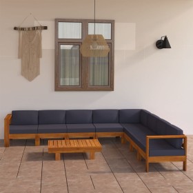 Garden furniture 9 pieces with dark gray acacia wood cushions by vidaXL, Garden sets - Ref: Foro24-3057962, Price: 1,00 €, Di...