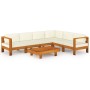 Garden furniture 7 pcs cushions white cream acacia wood by vidaXL, Garden sets - Ref: Foro24-3057937, Price: 794,44 €, Discou...