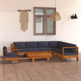 Garden furniture 10 pieces with dark gray acacia wood cushions by vidaXL, Garden sets - Ref: Foro24-3057957, Price: 1,00 €, D...