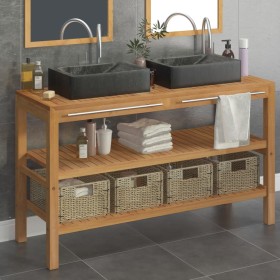 Solid teak wood vanity unit with black marble sinks by vidaXL, bathroom vanities - Ref: Foro24-3058180, Price: 610,61 €, Disc...