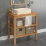 Mueble tocador madera teca maciza con lavabo de mármol crema de vidaXL, Tocadores de baño - Ref: Foro24-3058174, Precio: 356,...