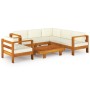 Garden furniture 7 pcs cushions white cream acacia wood by vidaXL, Garden sets - Ref: Foro24-3057936, Price: 855,81 €, Discou...