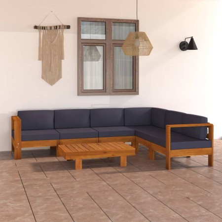 Garden furniture 7 pieces with dark gray acacia wood cushions by vidaXL, Garden sets - Ref: Foro24-3057956, Price: 949,60 €, ...