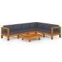 Garden furniture 7 pieces with dark gray acacia wood cushions by vidaXL, Garden sets - Ref: Foro24-3057956, Price: 949,60 €, ...