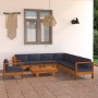 Garden furniture 9 pieces with dark gray acacia wood cushions by vidaXL, Garden sets - Ref: Foro24-3057960, Price: 1,00 €, Di...