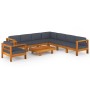 Garden furniture 9 pieces with dark gray acacia wood cushions by vidaXL, Garden sets - Ref: Foro24-3057960, Price: 1,00 €, Di...