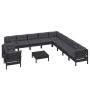 Garden furniture 12 pieces and cushions black solid pine wood by vidaXL, Garden sets - Ref: Foro24-3096933, Price: 1,00 €, Di...