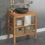 Mueble tocador madera teca maciza con lavabo de mármol negro de vidaXL, Tocadores de baño - Ref: Foro24-3058175, Precio: 327,...