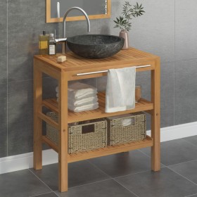 Solid teak wood vanity unit with black marble sink by vidaXL, bathroom vanities - Ref: Foro24-3058175, Price: 327,99 €, Disco...