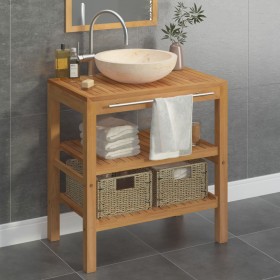 Mueble tocador madera teca maciza con lavabo de mármol crema de vidaXL, Tocadores de baño - Ref: Foro24-3058176, Precio: 349,...