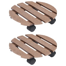 Plant stand with wheels 2 units WPC brown Ø30x7.5cm by vidaXL, Pot stands - Ref: Foro24-149033, Price: 43,99 €, Discount: %