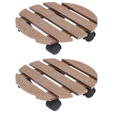 Plant stand with wheels 2 units WPC brown Ø30x7.5cm by vidaXL, Pot stands - Ref: Foro24-149033, Price: 42,73 €, Discount: %