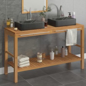 Mueble tocador madera teca maciza con lavabos de mármol negro de vidaXL, Tocadores de baño - Ref: Foro24-3058166, Precio: 394...