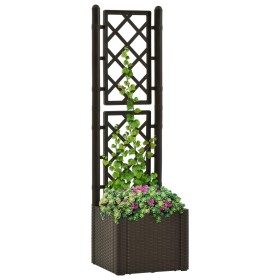 Arriate con enrejado y sistema de riego automático moca de vidaXL, Maceteros y jardineras - Ref: Foro24-313964, Precio: 85,99...