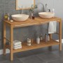 Solid teak wood vanity unit with cream marble sinks by vidaXL, bathroom vanities - Ref: Foro24-3058169, Price: 438,23 €, Disc...