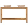 Solid teak wood vanity unit with cream marble sinks by vidaXL, bathroom vanities - Ref: Foro24-3058169, Price: 438,23 €, Disc...