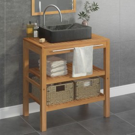 Solid teak wood vanity unit with black marble sink by vidaXL, bathroom vanities - Ref: Foro24-3058173, Price: 337,11 €, Disco...