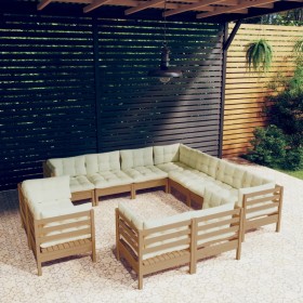 Garden furniture 11 pieces and cushions honey brown pine wood by vidaXL, Garden sets - Ref: Foro24-3096938, Price: 1,00 €, Di...