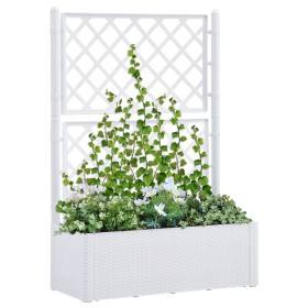 Flowerbed with trellis and white automatic irrigation system by vidaXL, Pots and planters - Ref: Foro24-313967, Price: 155,01...