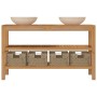 Solid teak wood vanity unit with cream marble sinks by vidaXL, bathroom vanities - Ref: Foro24-3058183, Price: 694,35 €, Disc...