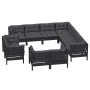 Garden furniture 11 pieces and black cushions solid pine wood by vidaXL, Garden sets - Ref: Foro24-3096939, Price: 1,00 €, Di...