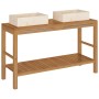 Solid teak wood vanity unit with cream marble sinks by vidaXL, bathroom vanities - Ref: Foro24-3058167, Price: 435,01 €, Disc...