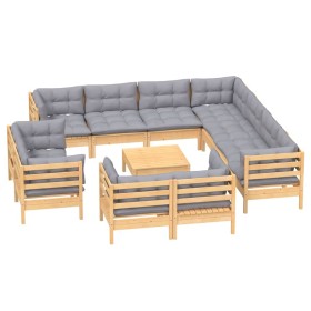 Gartenmöbel-Set 12-teilig und Kissen aus massivem Kiefernholz von vidaXL, Gartensets - Ref: Foro24-3096940, Preis: 954,99 €, ...