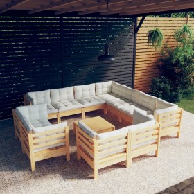 Garden furniture 12 pieces and cushions solid pine wood by vidaXL, Garden sets - Ref: Foro24-3096941, Price: 961,99 €, Discou...